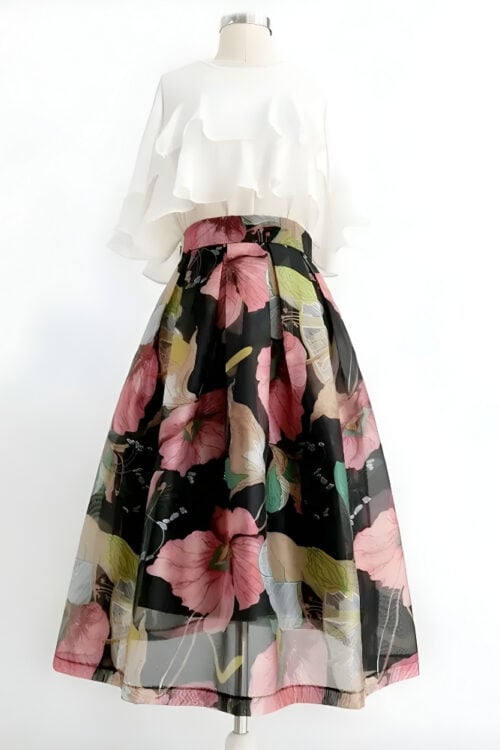 Robe longue décontractée imprimée taille empire