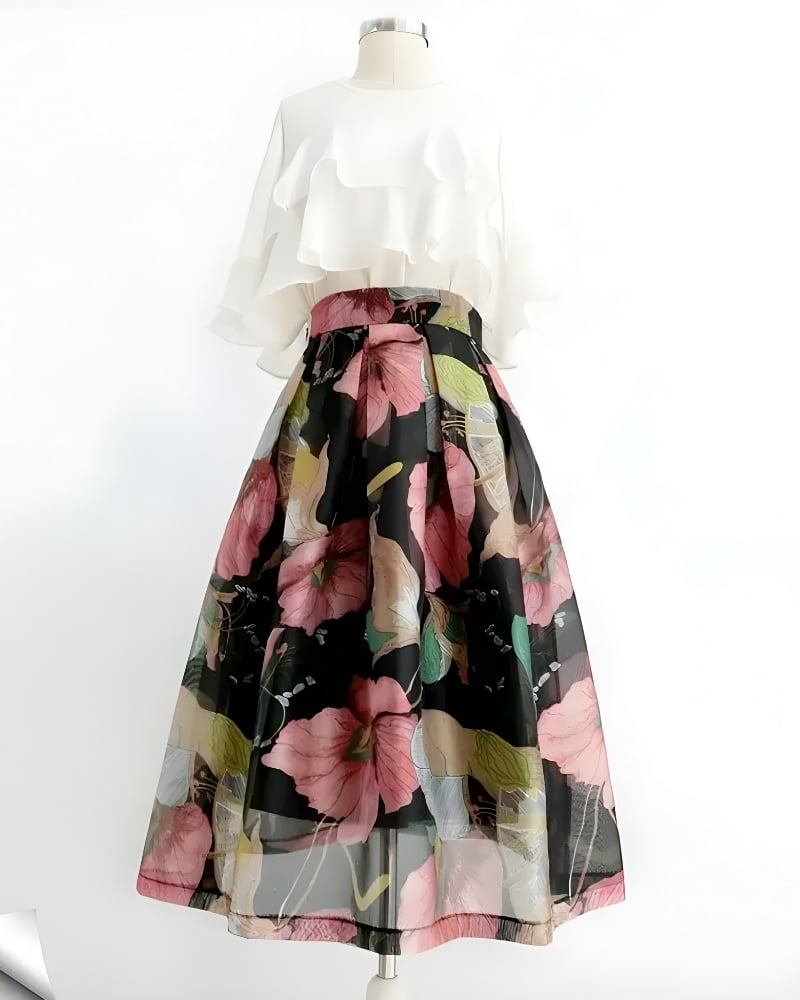 Robe longue décontractée imprimée taille empire