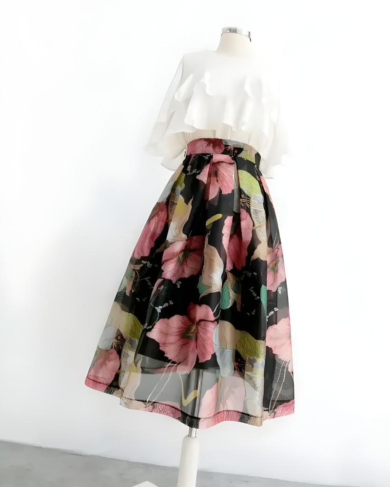 Robe longue décontractée imprimée taille empire