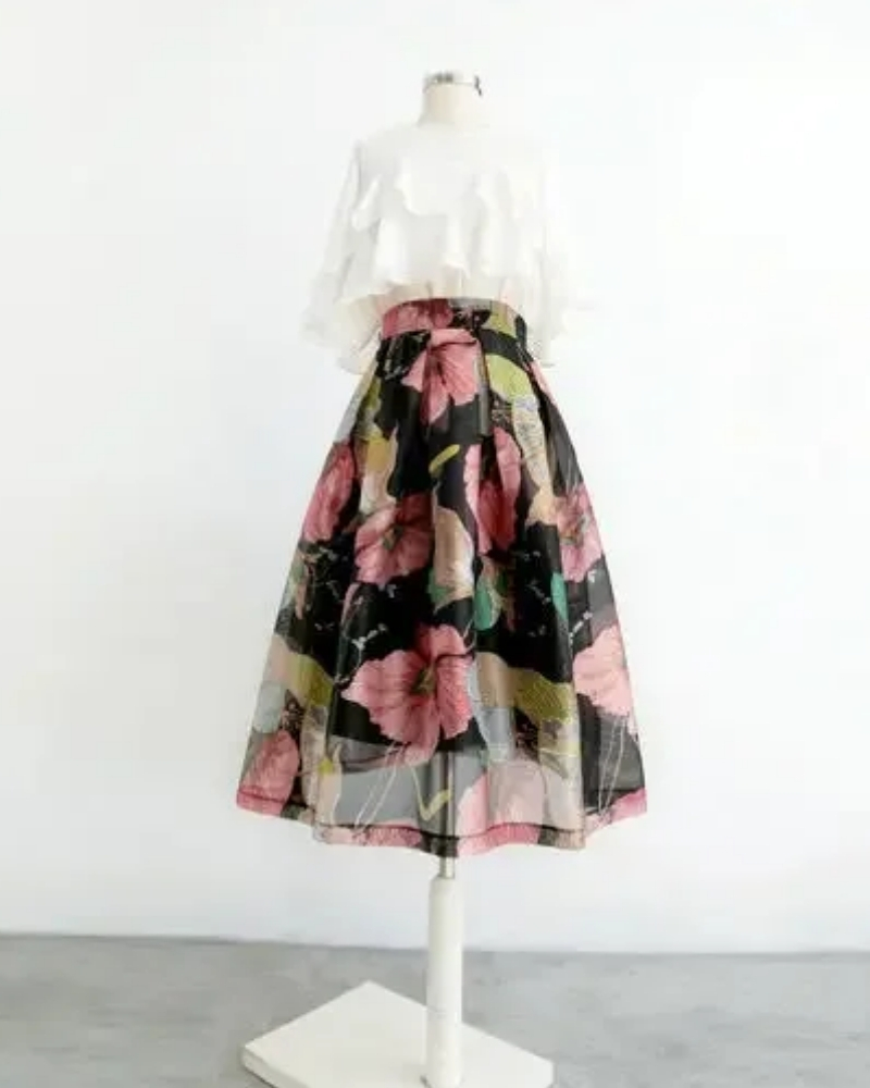 Robe longue décontractée imprimée taille empire
