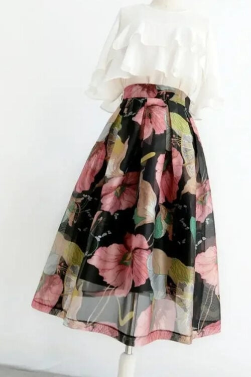 Robe longue décontractée imprimée taille empire