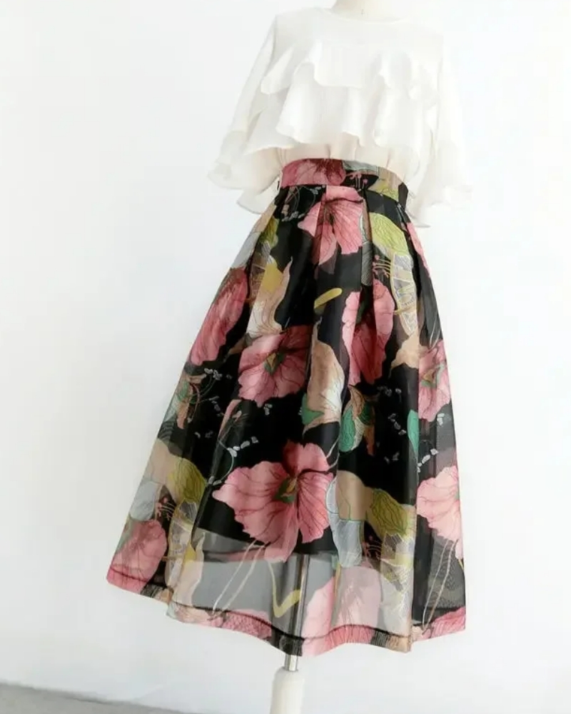 Robe longue décontractée imprimée taille empire