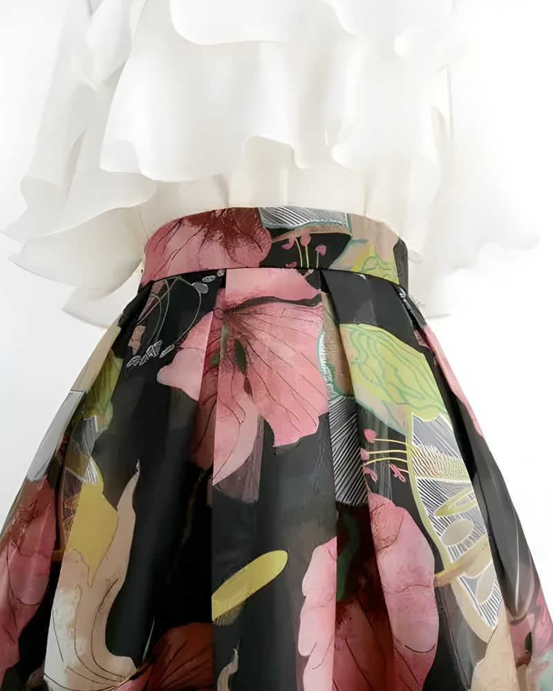 Robe longue décontractée imprimée taille empire