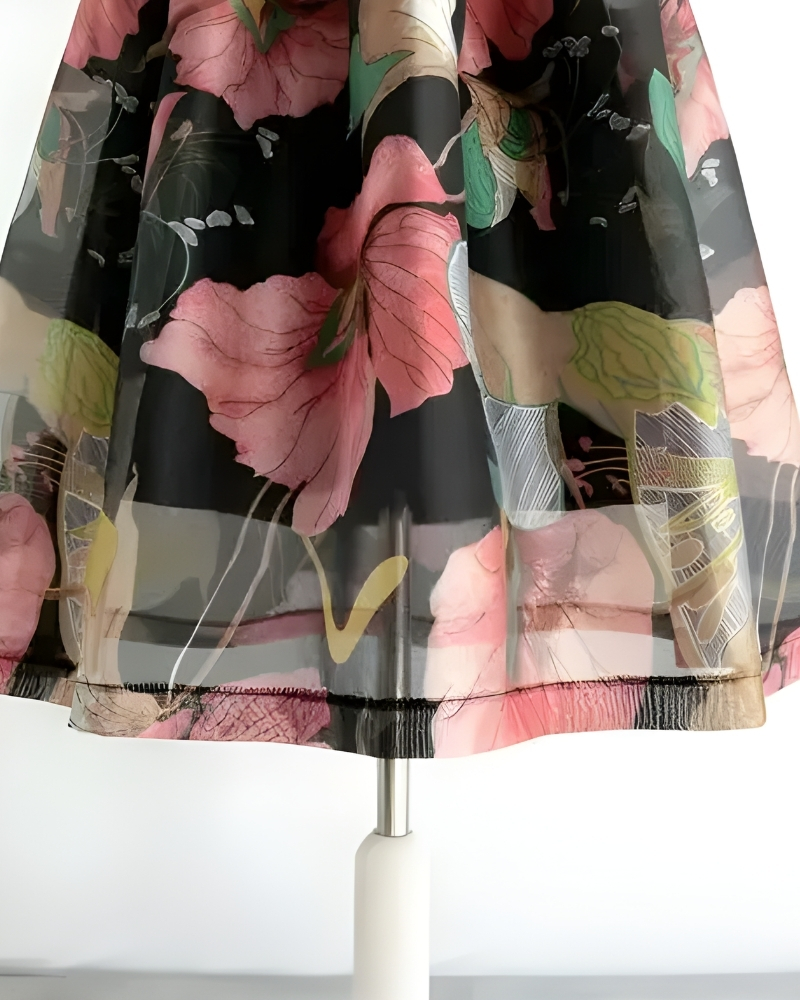 Robe longue décontractée imprimée taille empire