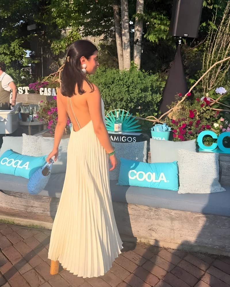 Robe longue dos nu col licou bohème