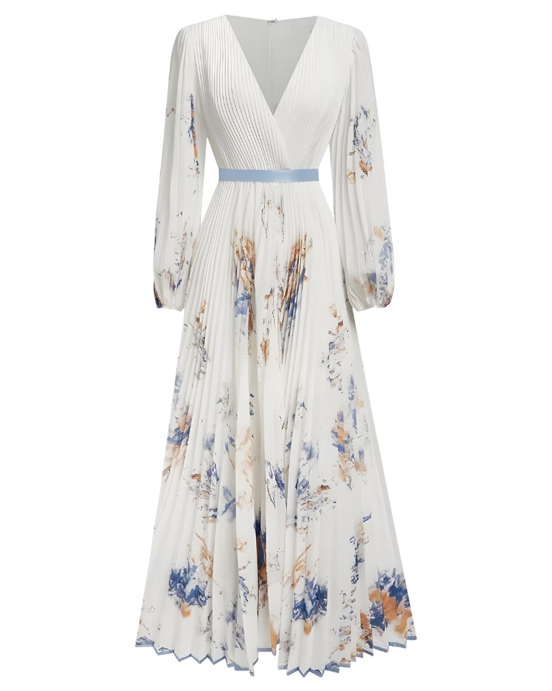 Robe longue imprimé col V bohème été
