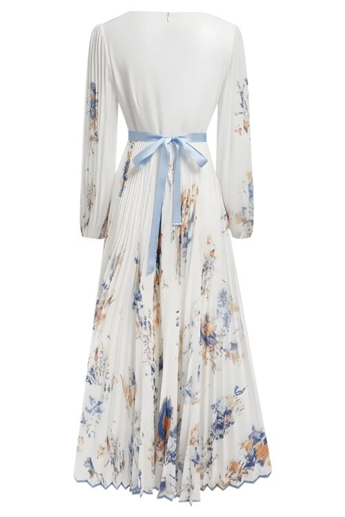 Robe longue imprimé col V bohème été