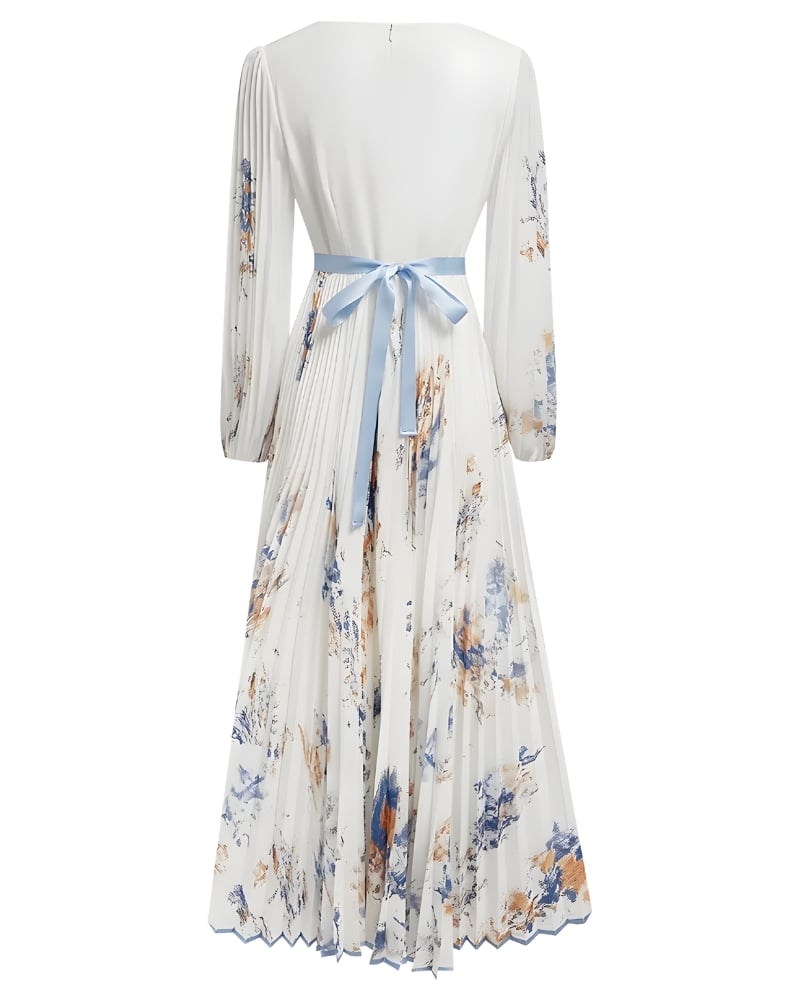 Robe longue imprimé col V bohème été