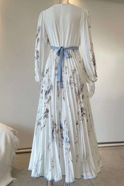 Robe longue imprimé col V bohème été