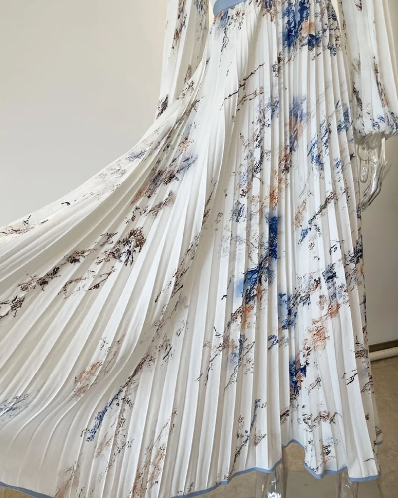 Robe longue imprimé col V bohème été