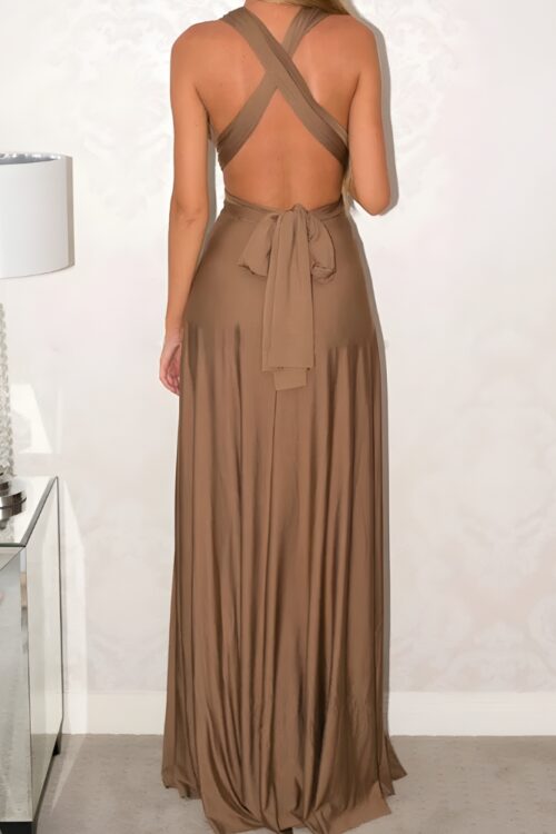 Robe longue mousseline unie bohème soirée