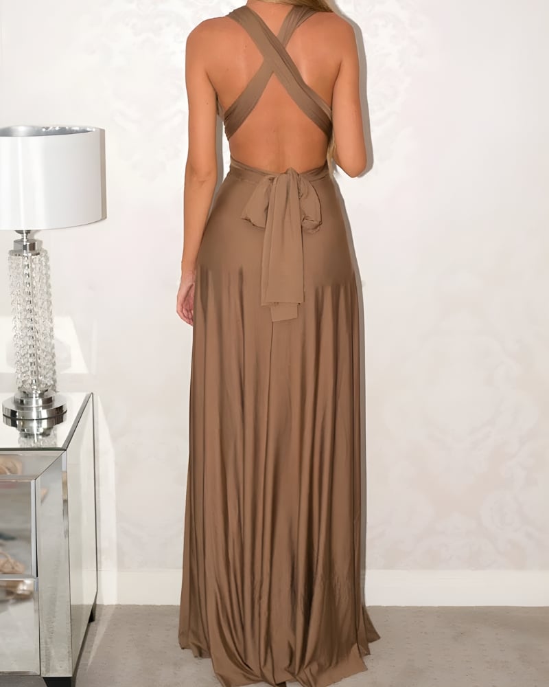 Robe longue mousseline unie bohème soirée