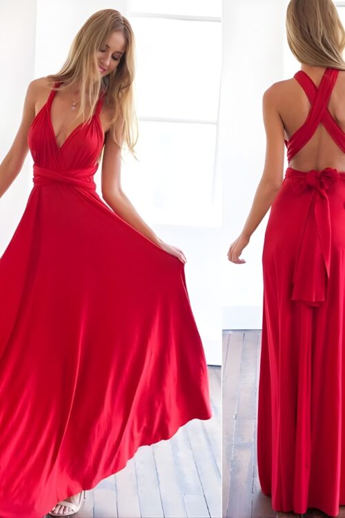 Robe longue mousseline unie bohème soirée