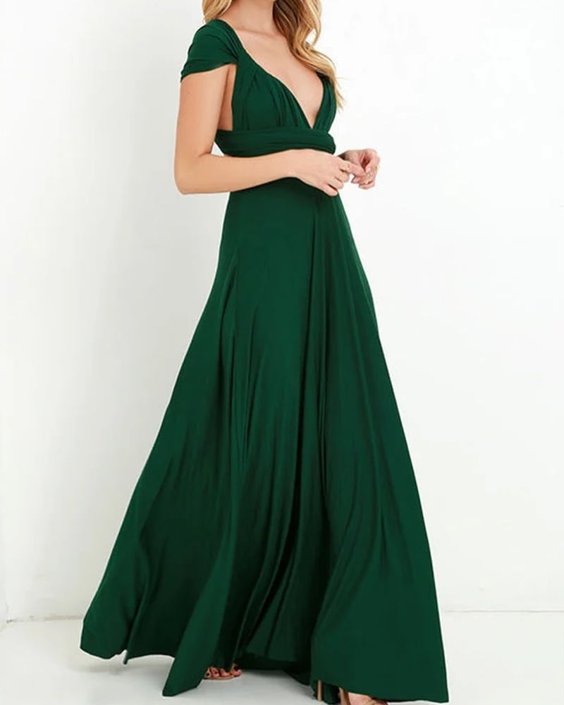 Robe longue mousseline unie bohème soirée