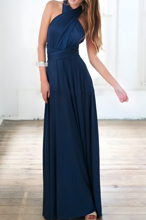 Robe longue mousseline unie bohème soirée