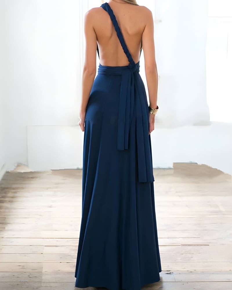 Robe longue mousseline unie bohème soirée