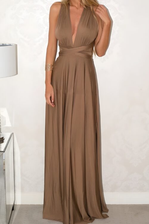 Robe longue mousseline unie bohème soirée