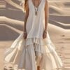 Robe longue plage unie bohème