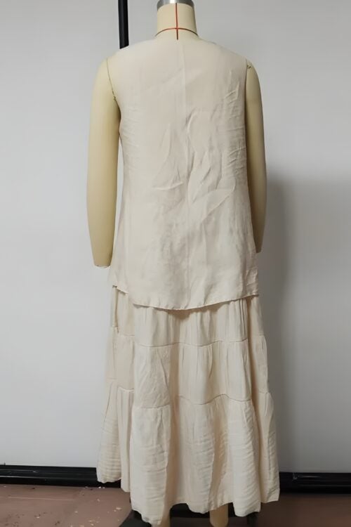 Robe longue plage unie bohème
