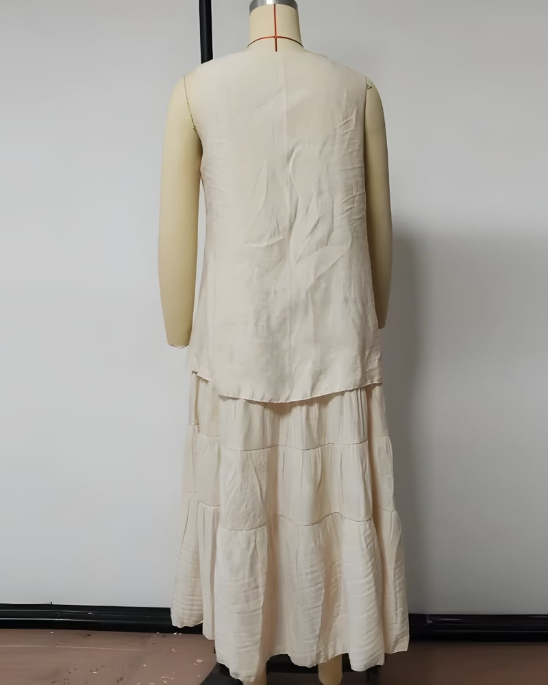 Robe longue plage unie bohème
