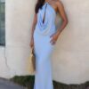 Robe longue satin dos nu bohème