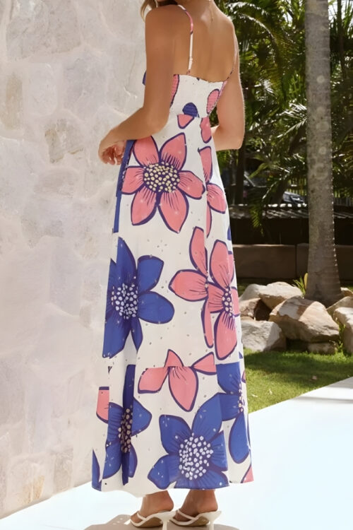 Robe longue viscose imprimé floral romantique